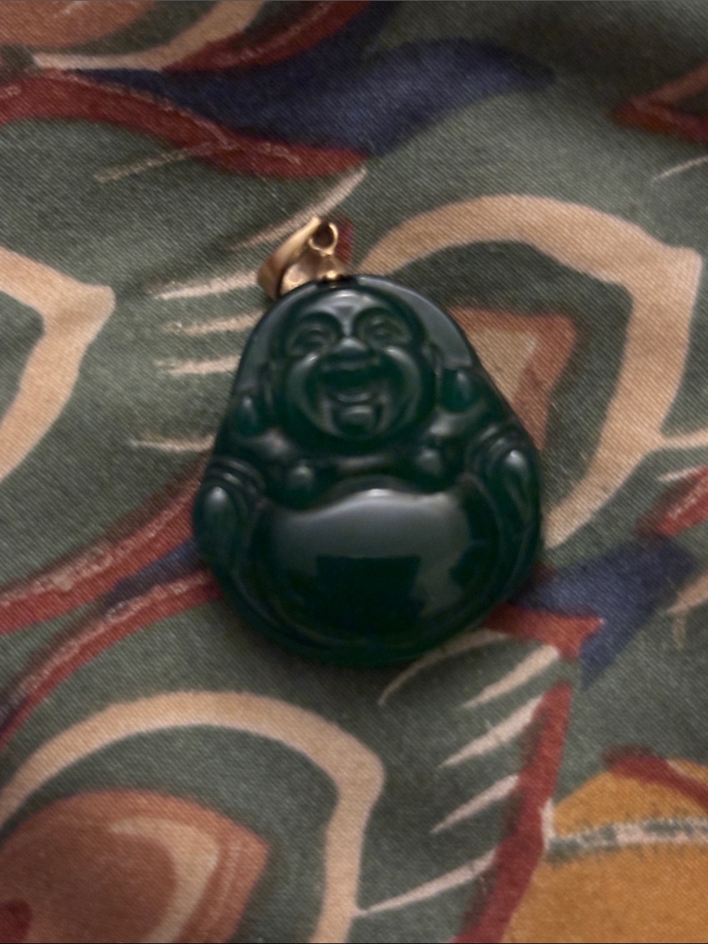 14K Aventurine Laughing Buddha Pendant Necklace